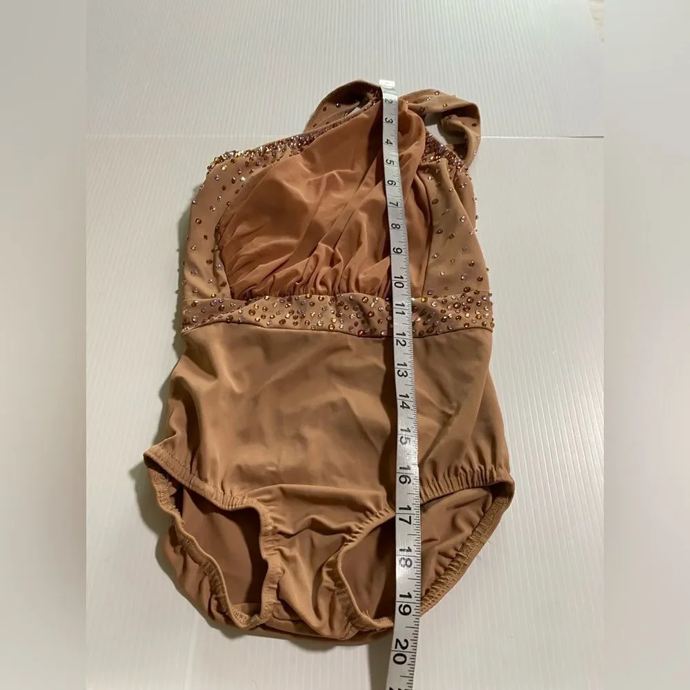 Kelle dance costume beige tan rhinestoned contemporary PIECES OF ME 2594 MC